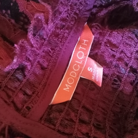 Modcloth Burgundy and Black Lace Dress - Picture 3 of 7